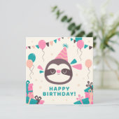 Sloth Happy Birthday Feestdagenkaart (Staand voorkant)