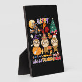 Sloth Happy Hallothanksmas Funny Halloween Thanksg Fotoplaat (Zijkant)