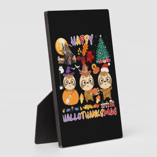Sloth Happy Hallothanksmas Funny Halloween Thanksg Fotoplaat (Zijkant)
