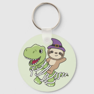 Sloth Happy Halloween T-rex Mummy Costume Sleutelh Sleutelhanger