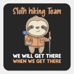 Sloth Hiking Team Fun Sloths Hiking Vierkante Sticker