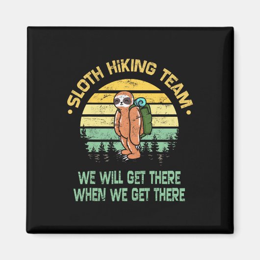 Sloth Hiking Team Hiker Camper Funny Retro  Magneet (Voorkant)