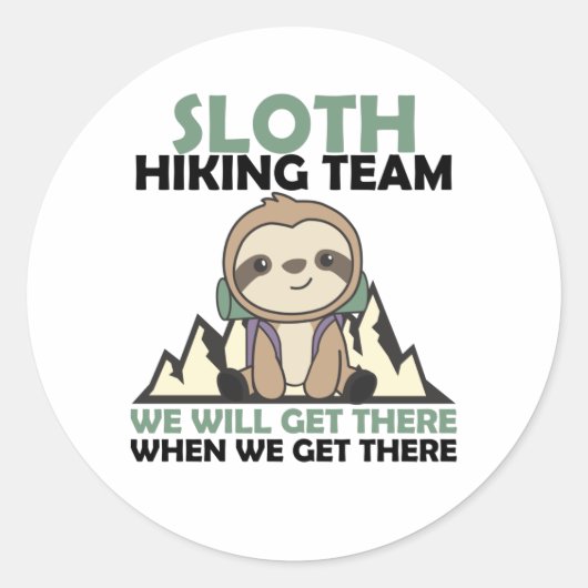 Sloth Hiking Team Mountainer Sloths Hiking Ronde Sticker (Voorkant)