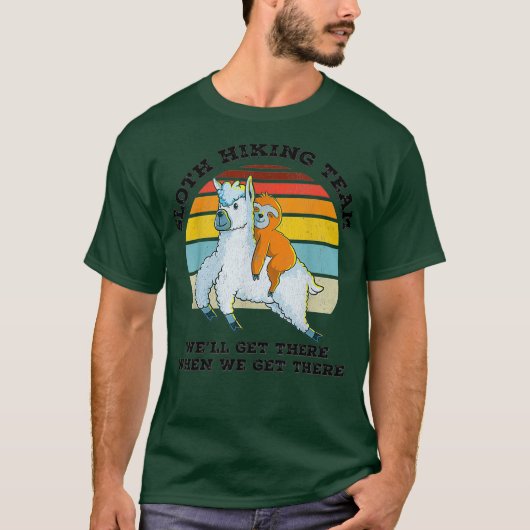 Sloth Hiking Team Retro  Llama Gifts T-shirt (Voorkant)