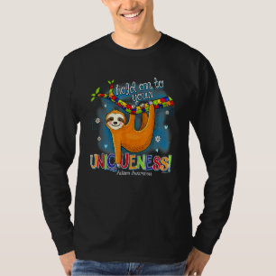 Sloth Holding Puzzle Piece Heart Cute Sloth Autism T-shirt