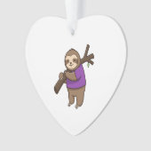 Sloth Hugging Tree Branch Wearing Purple Ornament (voorkant)
