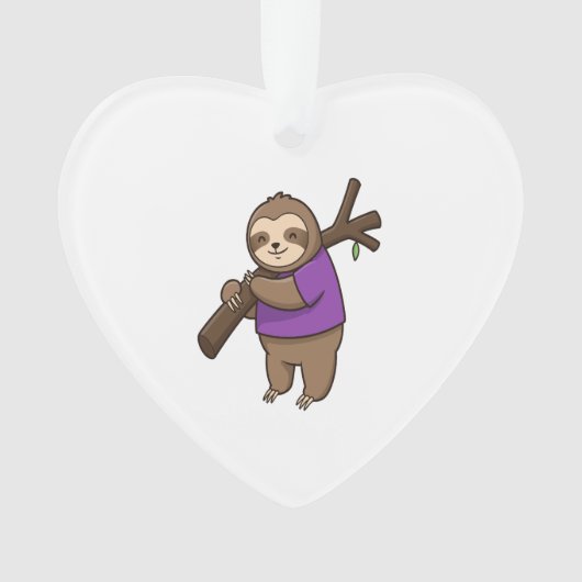 Sloth Hugging Tree Branch Wearing Purple Ornament (voorkant)