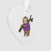 Sloth Hugging Tree Branch Wearing Purple Ornament (voorkant)