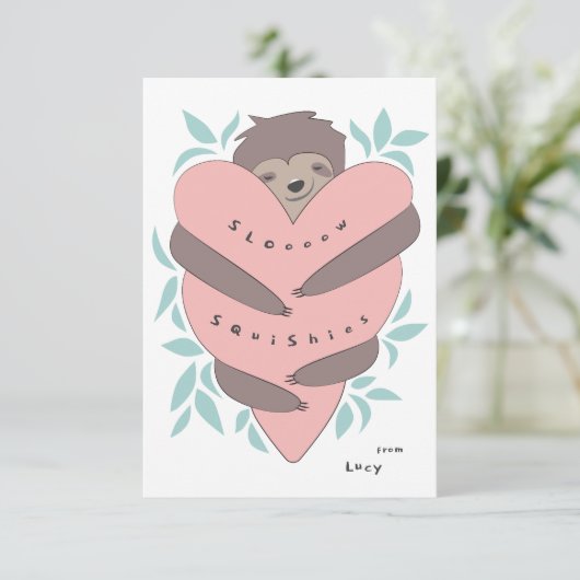 Sloth Hugs Classroom Valentijnsdag Kaart (Staand voorkant)