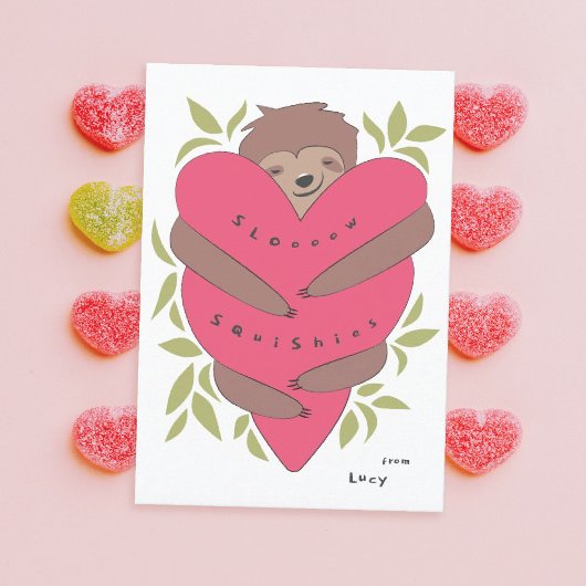 Sloth Hugs Classroom Valentijnsdag Kaart