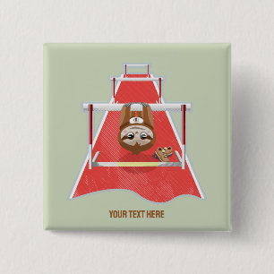 Sloth Hurdles race atletiek Vierkante Button 5,1 Cm