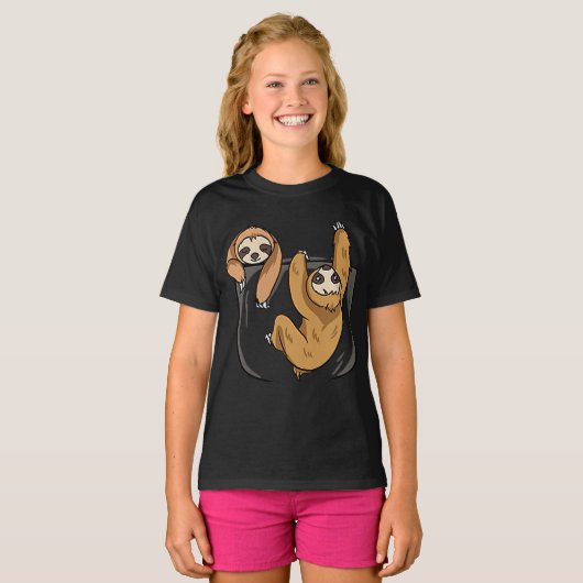 Sloth In A Pocket T-Shirt (Voorkant volledig)