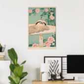 Sloth in Bathtub Ukiyo-e Print Japandi Bathroom (Thuiskantoor)