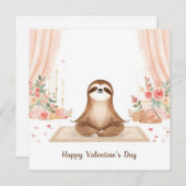 Sloth in  Yoga Class on Valentine's Day  Feestdagenkaart (Voorkant / Achterkant)