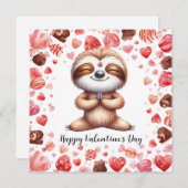 Sloth in  Yoga Class on Valentine's Day  Feestdagenkaart (Voorkant / Achterkant)