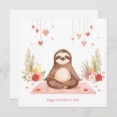 Sloth in  Yoga Class on Valentine's Day  Feestdagenkaart (Voorkant / Achterkant)