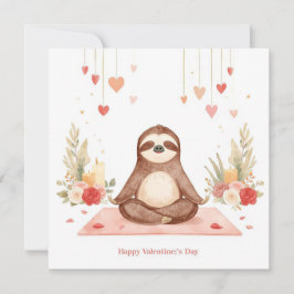 Sloth in  Yoga Class on Valentine's Day  Feestdagenkaart
