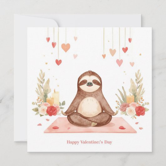 Sloth in  Yoga Class on Valentine's Day  Feestdagenkaart (Voorkant)