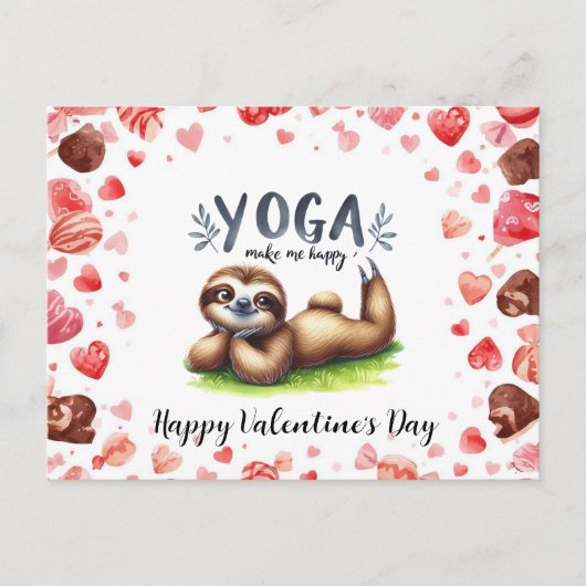 Sloth in  Yoga Class on Valentine's Day  Feestdagenkaart (Voorkant)