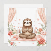 Sloth in  Yoga Class on Valentine's Day  Feestdagenkaart (Voorkant / Achterkant)
