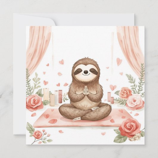 Sloth in  Yoga Class on Valentine's Day  Feestdagenkaart (Voorkant)