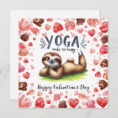 Sloth in  Yoga Class on Valentine's Day  Feestdagenkaart (Voorkant / Achterkant)