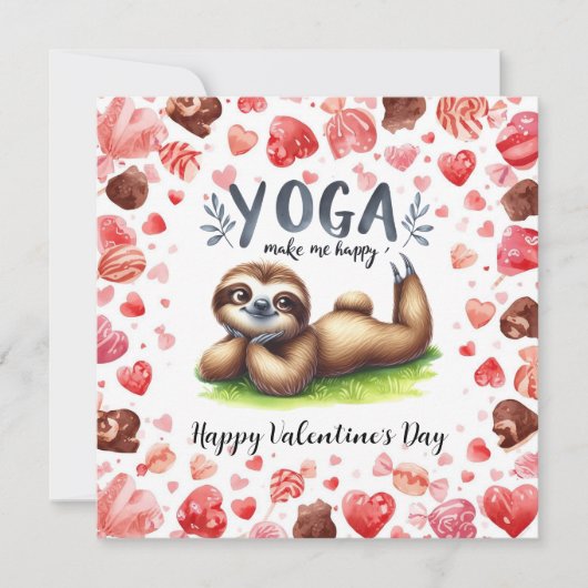 Sloth in  Yoga Class on Valentine's Day  Feestdagenkaart (Voorkant)