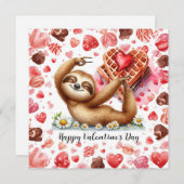 Sloth in  Yoga Class on Valentine's Day  Feestdagenkaart (Voorkant / Achterkant)