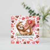 Sloth in  Yoga Class on Valentine's Day  Feestdagenkaart (Staand voorkant)