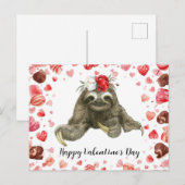 Sloth in  Yoga Class on Valentine's Day  Feestdagenkaart (Voorkant / Achterkant)