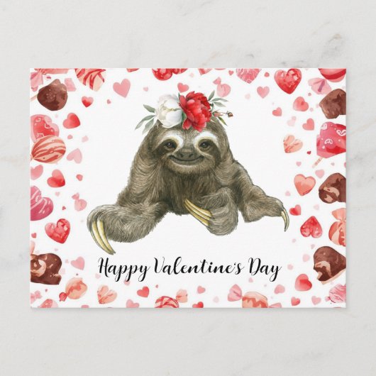 Sloth in  Yoga Class on Valentine's Day  Feestdagenkaart (Voorkant)