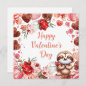 Sloth in  Yoga Class on Valentine's Day  Feestdagenkaart (Voorkant / Achterkant)