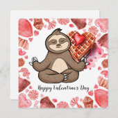 Sloth in  Yoga Class on Valentine's Day  Feestdagenkaart (Voorkant / Achterkant)