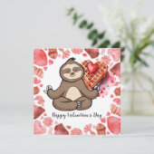 Sloth in  Yoga Class on Valentine's Day  Feestdagenkaart (Staand voorkant)