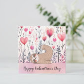 Sloth in  Yoga Class on Valentine's Day  Feestdagenkaart (Staand voorkant)