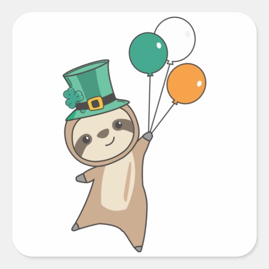 Sloth Ireland Saint Patrick's Day Balloons Vierkante Sticker (Voorkant)