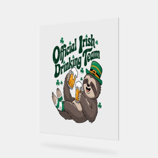 Sloth Irish Drink St Patrick's Day Acryl Bord (Hoek)