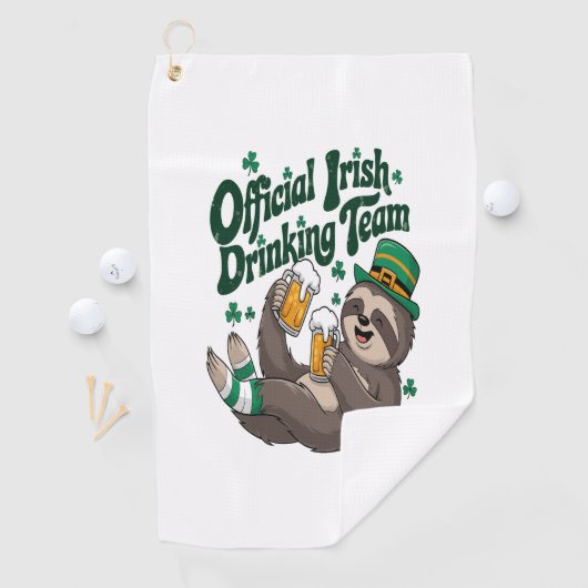 Sloth Irish Drink St Patrick's Day Golfhanddoek (Insitu)