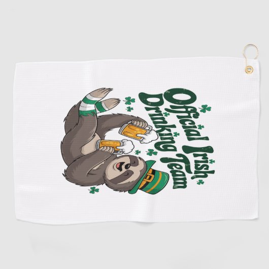 Sloth Irish Drink St Patrick's Day Golfhanddoek (Horizontaal)