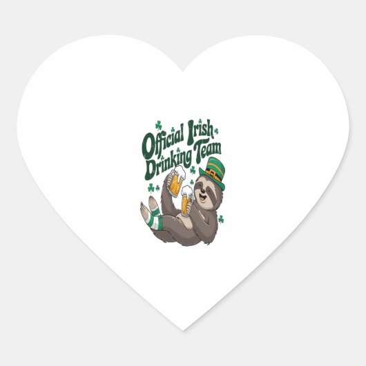 Sloth Irish Drink St Patrick's Day Hart Sticker (Voorkant)