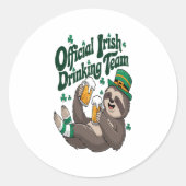 Sloth Irish Drink St Patrick's Day Ronde Sticker (Voorkant)