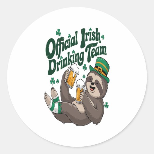 Sloth Irish Drink St Patrick's Day Ronde Sticker (Voorkant)