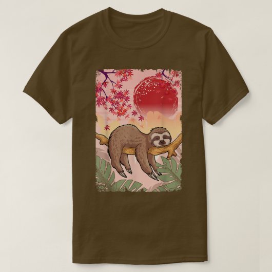Sloth Japanese Sun Nature T-shirt (Design voorkant)