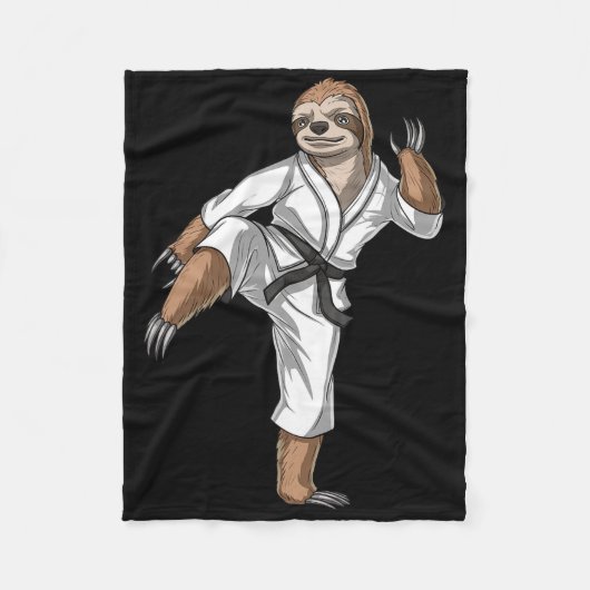 Sloth Karate Kickboxing Taekwondo Muay Thai Martia Fleece Deken (Voorkant)