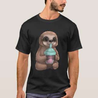 Sloth Kawaii Boba Bubble Milk Tea Tapioca Pearls T-shirt