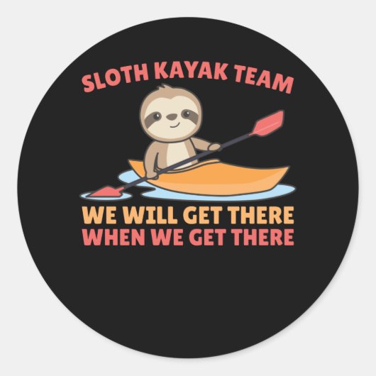 Sloth Kayak Team Paddling Funny Sloths Ronde Sticker (Voorkant)