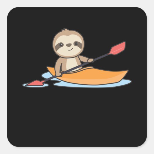 Sloth Kayak Team Paddling Funny Sloths Vierkante Sticker (Voorkant)