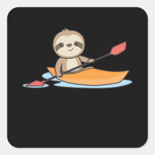 Sloth Kayak Team Paddling Funny Sloths Vierkante Sticker