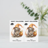 Sloth Kitty Cat School Party Halloween Kaart (Staand voorkant)
