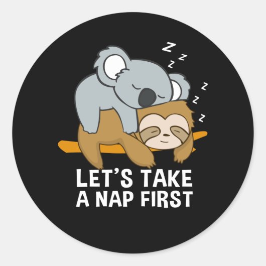 Sloth Koala Slapen Late Riser Schattige Ronde Sticker (Voorkant)